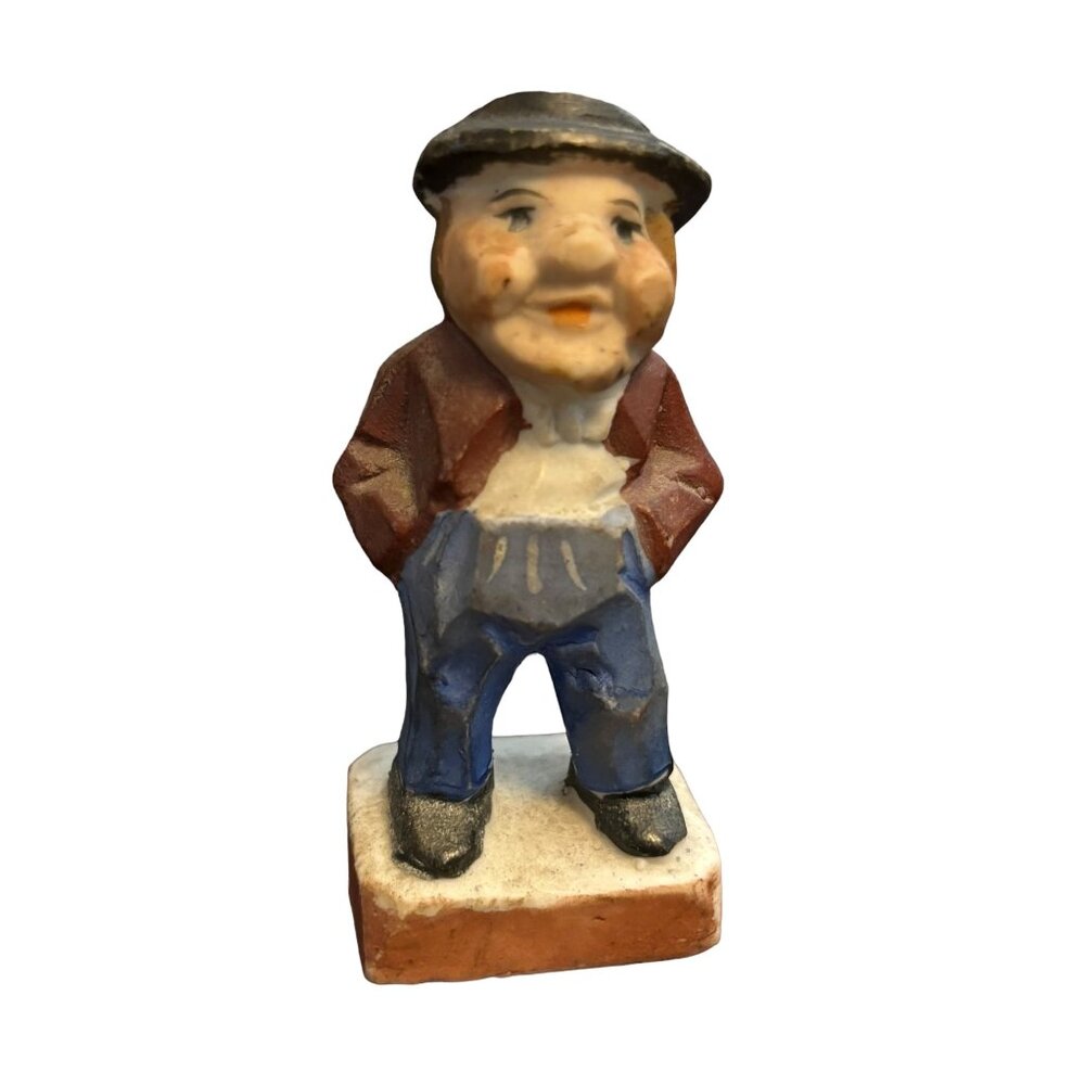 Vintage Occupied Japan Ceramic Old Man in Cap Figurine